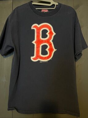 Stitches Navy Short Sleeve Tee with Red 'B' Graphic